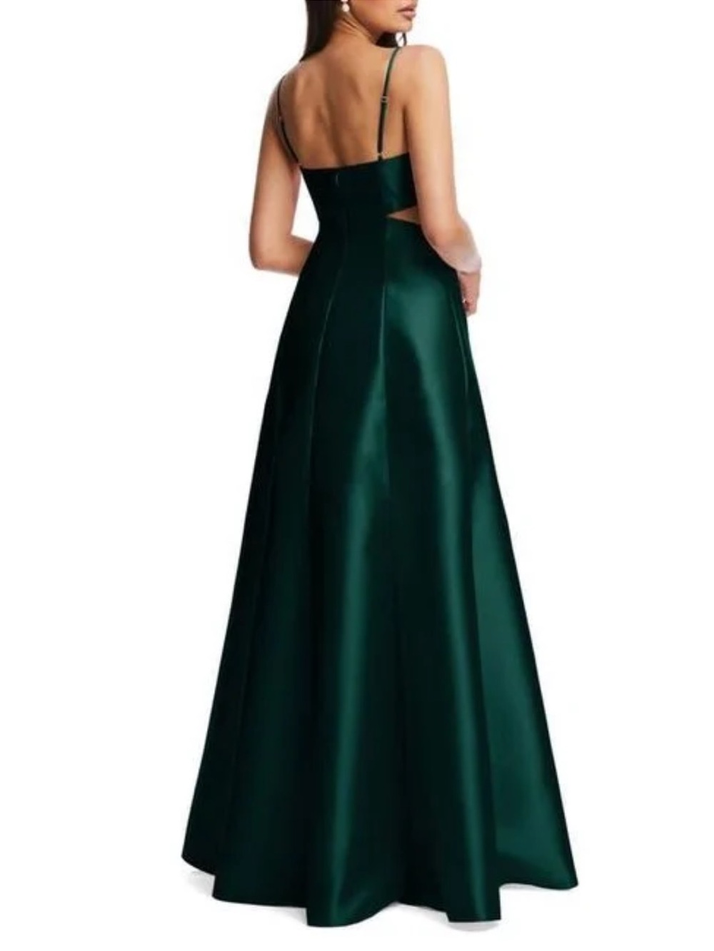 NWT Alfred Sung Sz 8 Regular Emerald Green Cutout Satin Gown Dress Ret $277! - Picture 2 of 15